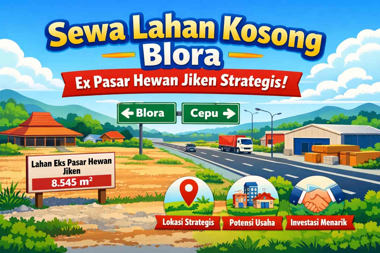 Sewa Lahan Kosong Blora: Aset Ex Pasar Hewan Jiken Lokasi Strategis